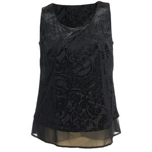Black Sleeveless Layered Chiffon Hem Top INC Plus Sizes